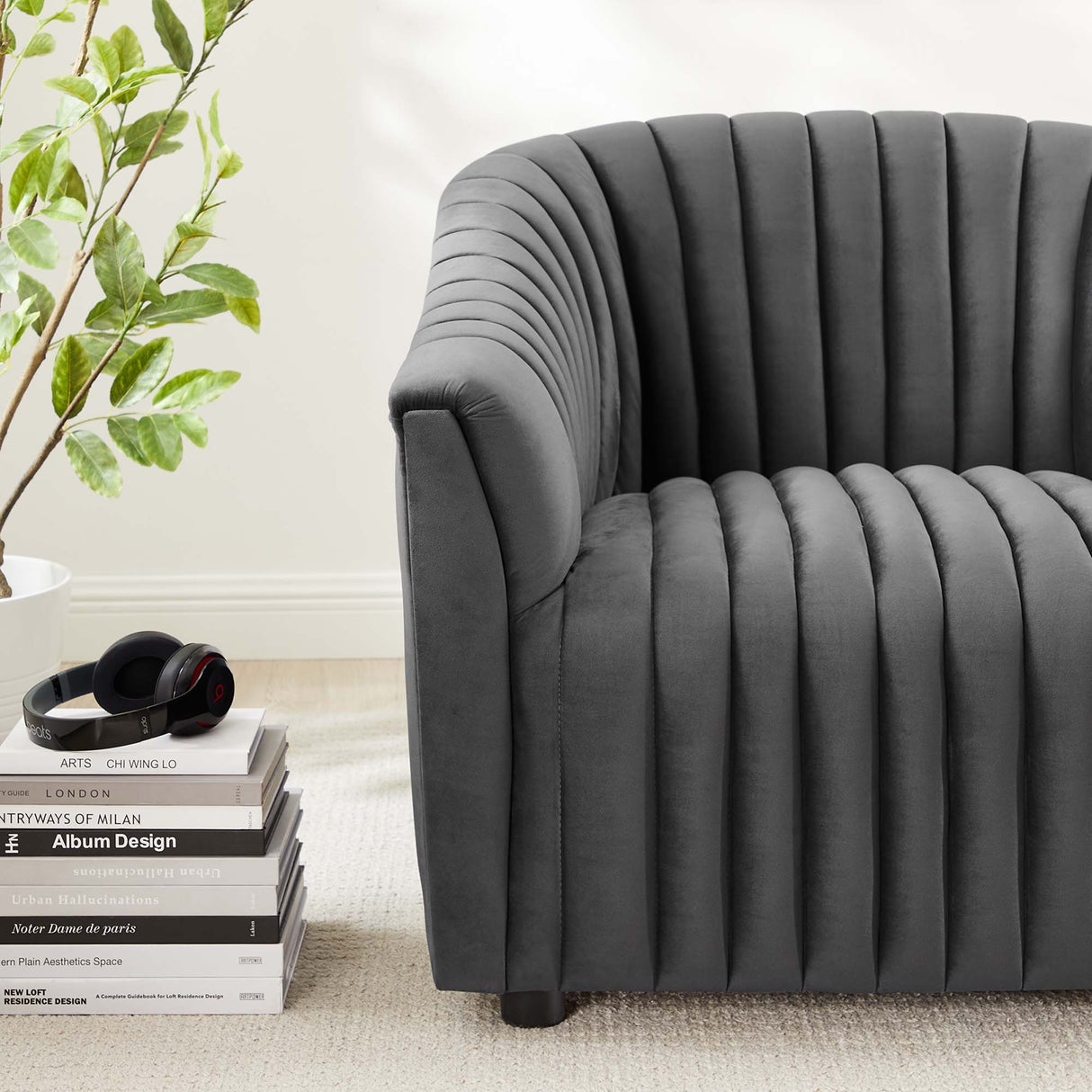 Announce Performance Velvet Channel Tufted Armchair - Mid-Century Modern & Vibrant Accent Seating