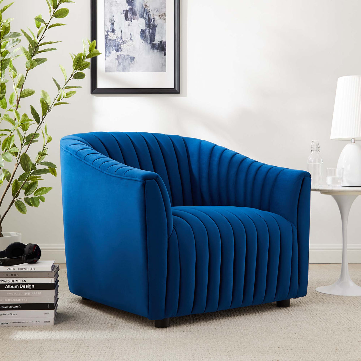 Announce Performance Velvet Channel Tufted Armchair - Mid-Century Modern & Vibrant Accent Seating