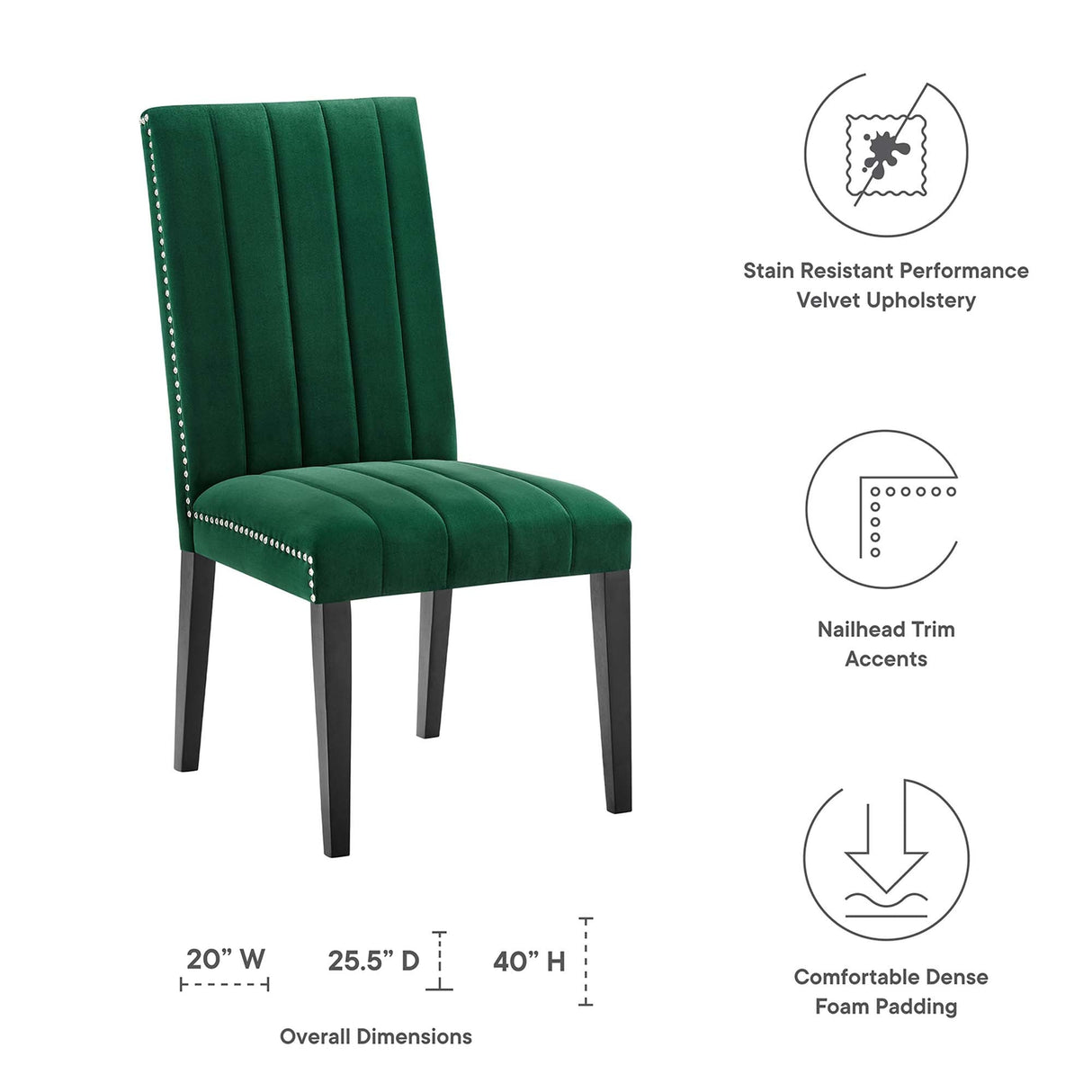 Catalyst Performance Velvet Dining Side Chairs - Set of 2 - Glam Deco & Stain-Resistant
