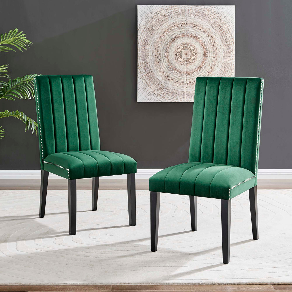 Catalyst Performance Velvet Dining Side Chairs - Set of 2 - Glam Deco & Stain-Resistant