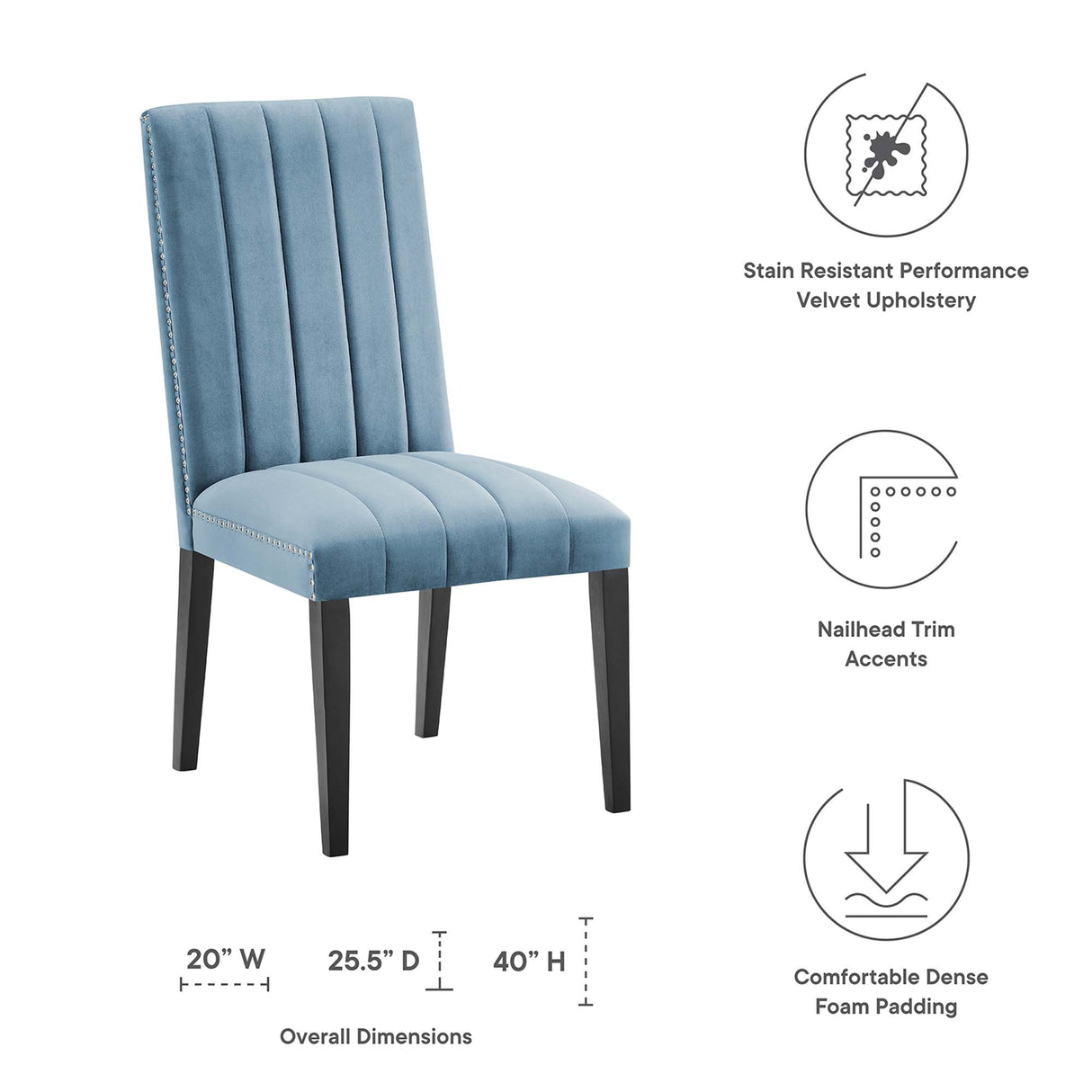 Catalyst Performance Velvet Dining Side Chairs - Set of 2 - Glam Deco & Stain-Resistant