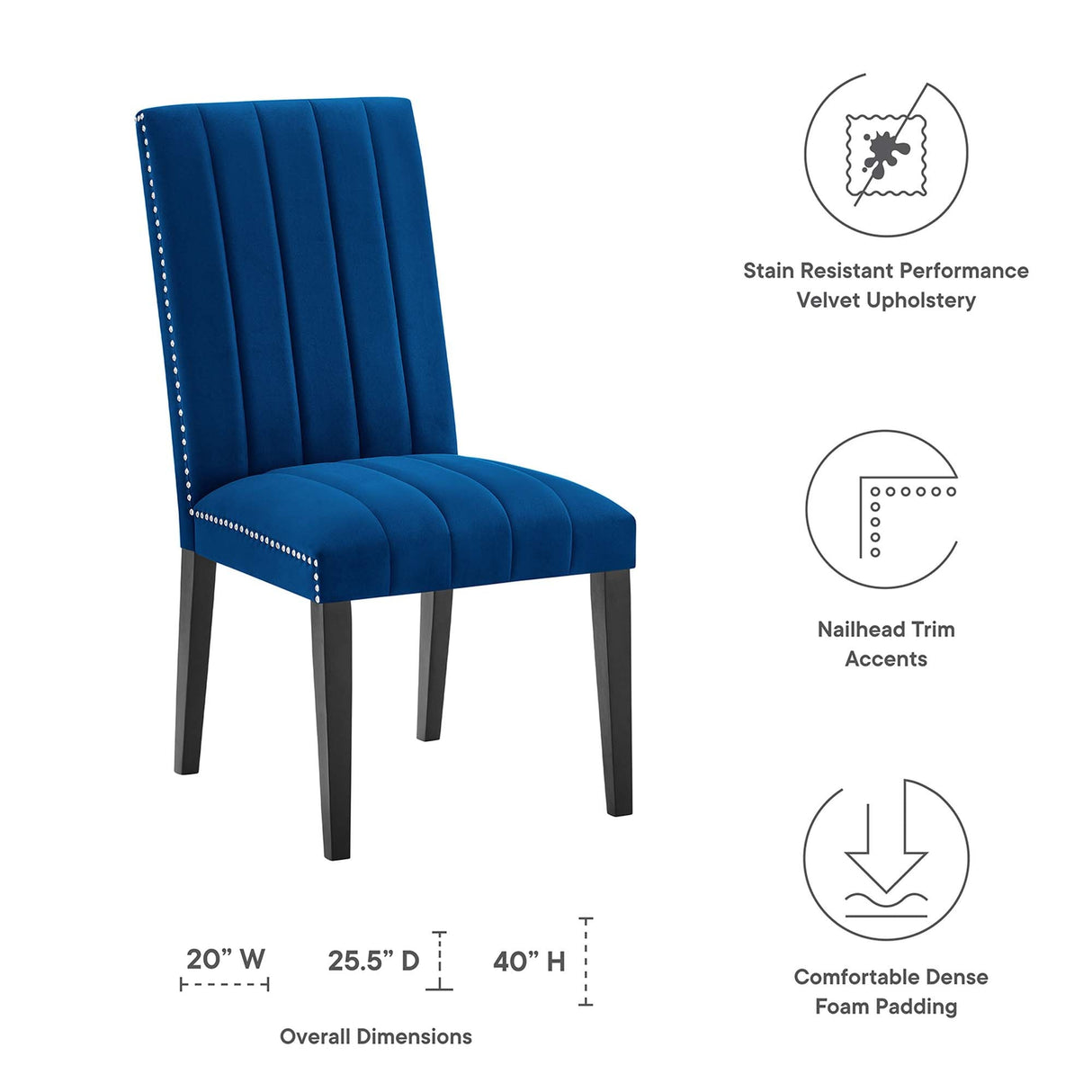 Catalyst Performance Velvet Dining Side Chairs - Set of 2 - Glam Deco & Stain-Resistant