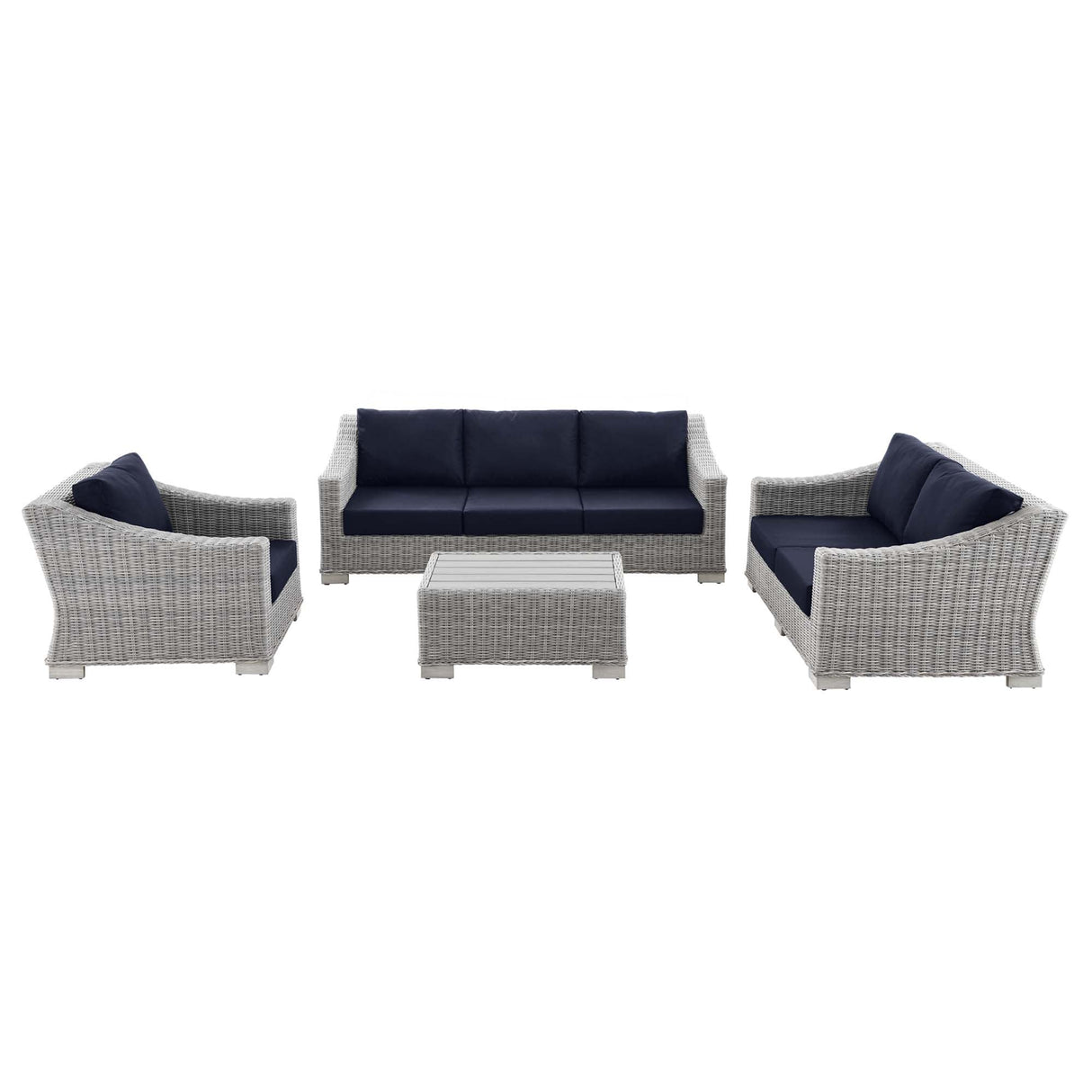 Conway 4-Piece Outdoor Patio Wicker Rattan Furniture Set - Modern Coastal & Weather-Resistant
