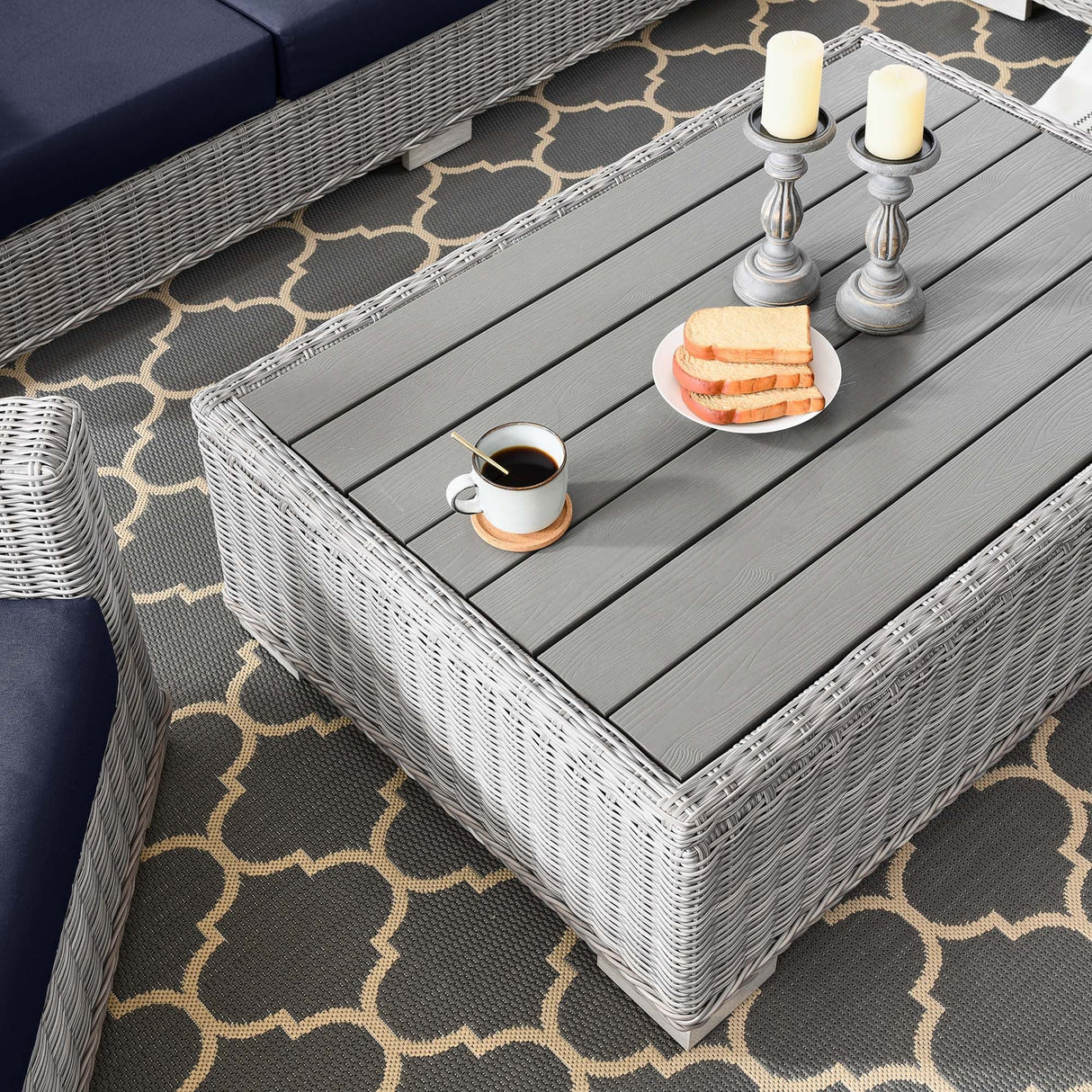 Conway 4-Piece Outdoor Patio Wicker Rattan Furniture Set - Modern Coastal & UV-Resistant Synthetic Wicker