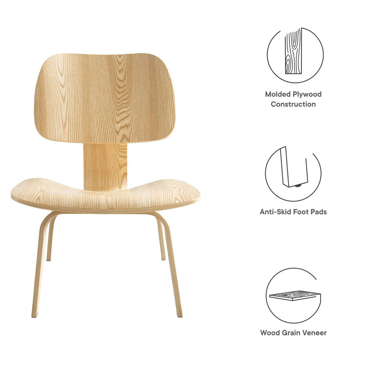 Fathom Wood Lounge Chair - Mid-Century Modern & Sculptural Accent Seating