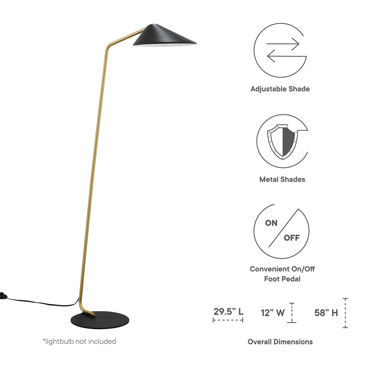 Journey Standing Floor Lamp - Contemporary Minimalist & Adjustable Swivel Shade