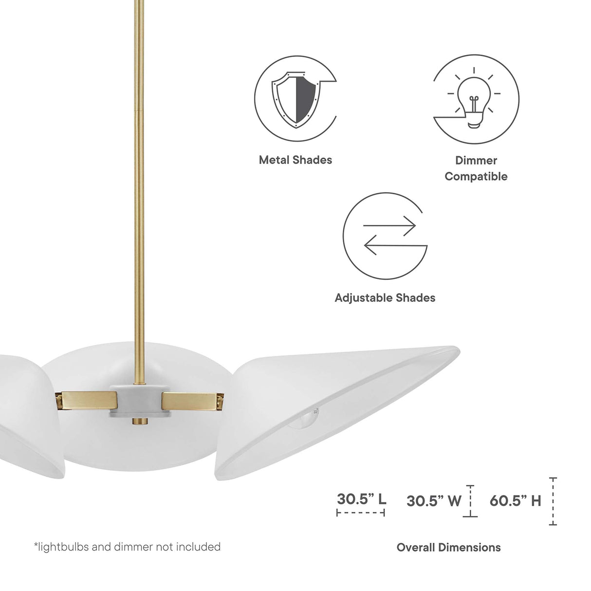Journey 3-Light Triple Arm Pendant - Mid-Century Modern Swivel Task Lighting