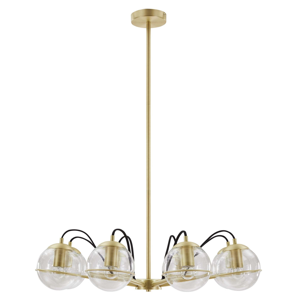 Hanna 8-Light Chandelier - Mid-Century Modern & Satin Brass Starburst Style