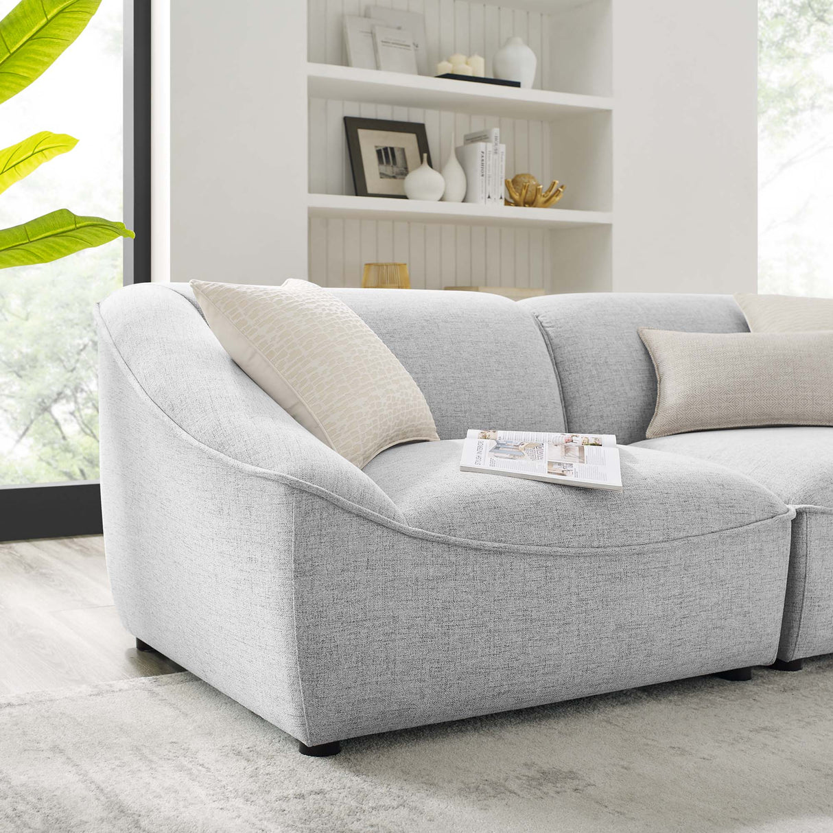 Comprise 2-Piece Upholstered Loveseat - Casual Modern & French Piping Detail