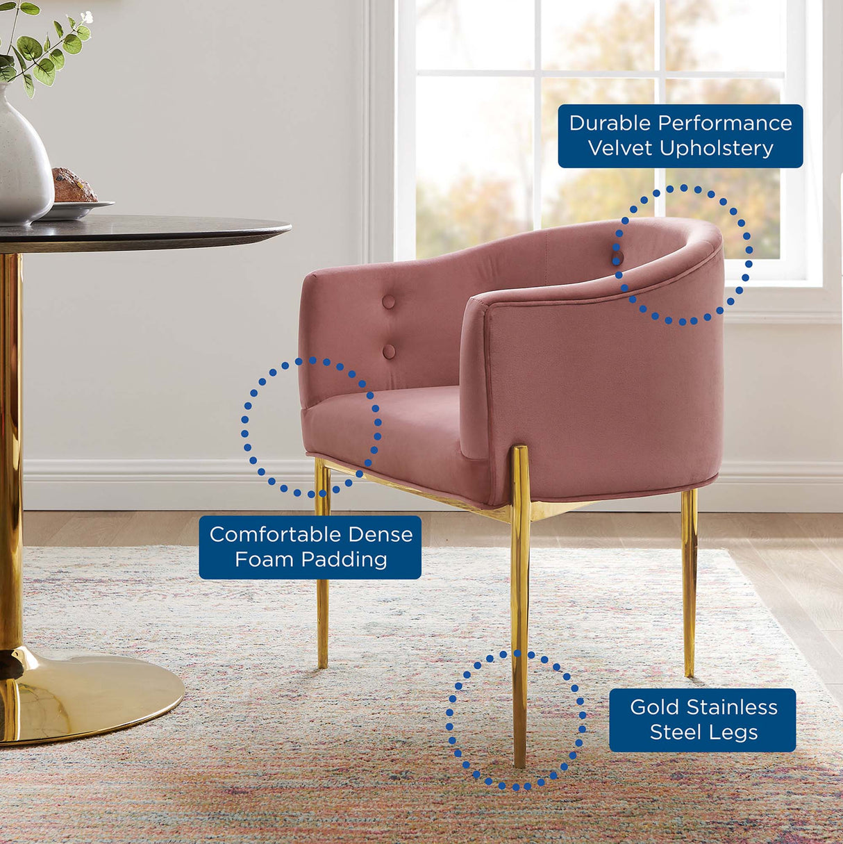Savour Tufted Performance Velvet Accent Chairs - Set of 2 - Glam Deco & Versatile Living Room Seating
