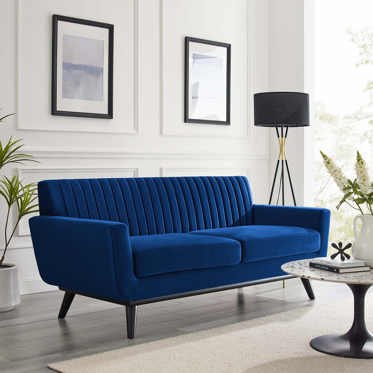 Engage Channel Tufted Performance Velvet Loveseat - Glam Deco & Stain-Resistant Living Room Seating