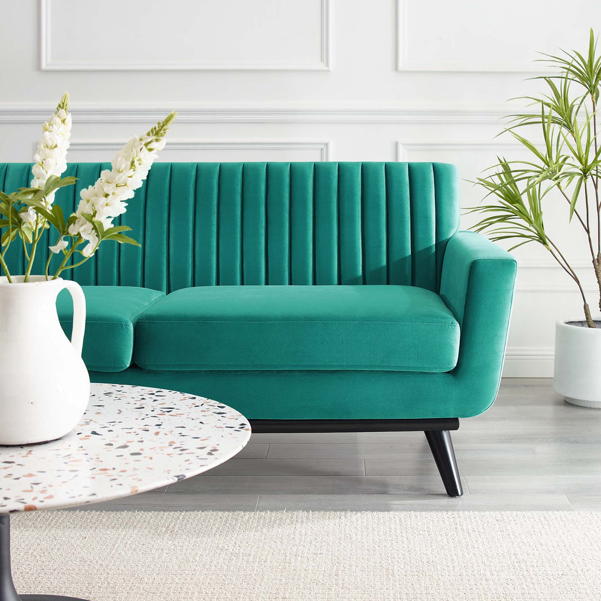 Engage Channel Tufted Performance Velvet Loveseat - Glam Deco & Stain-Resistant Living Room Seating