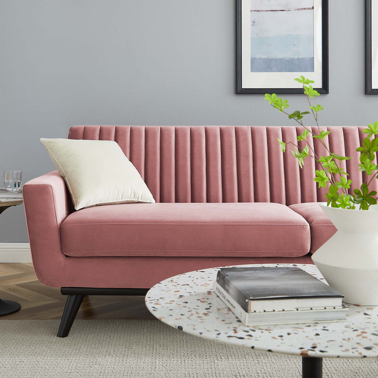 Engage Channel Tufted Performance Velvet Sofa - Mid-Century Modern & Stain-Resistant