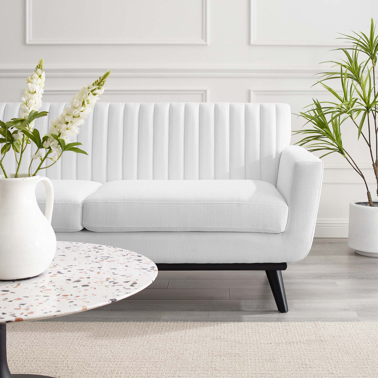 Engage Channel Tufted Fabric Loveseat - Mid-Century Modern & Small Space Seating