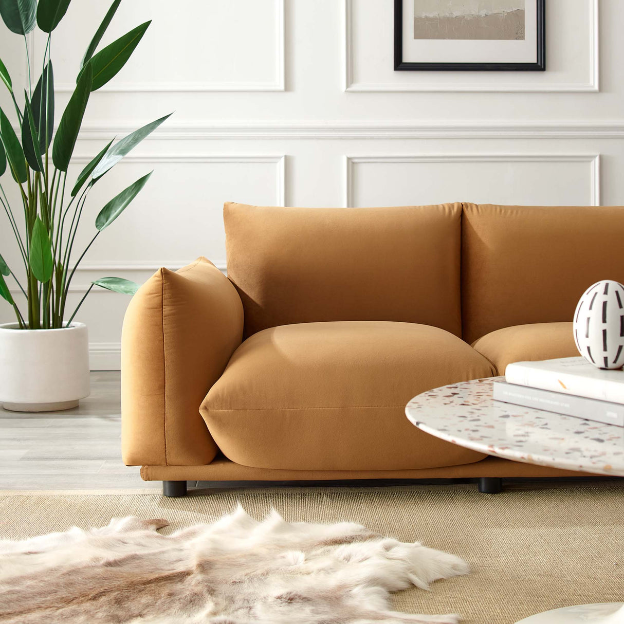 Copious Performance Velvet Loveseat - Modern Glam & Stain-Resistant Overstuffed Comfort