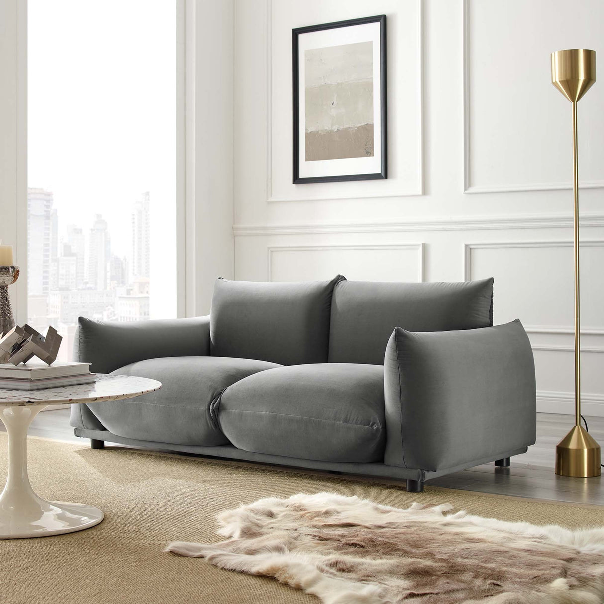 Copious Performance Velvet Loveseat - Modern Glam & Stain-Resistant Overstuffed Comfort