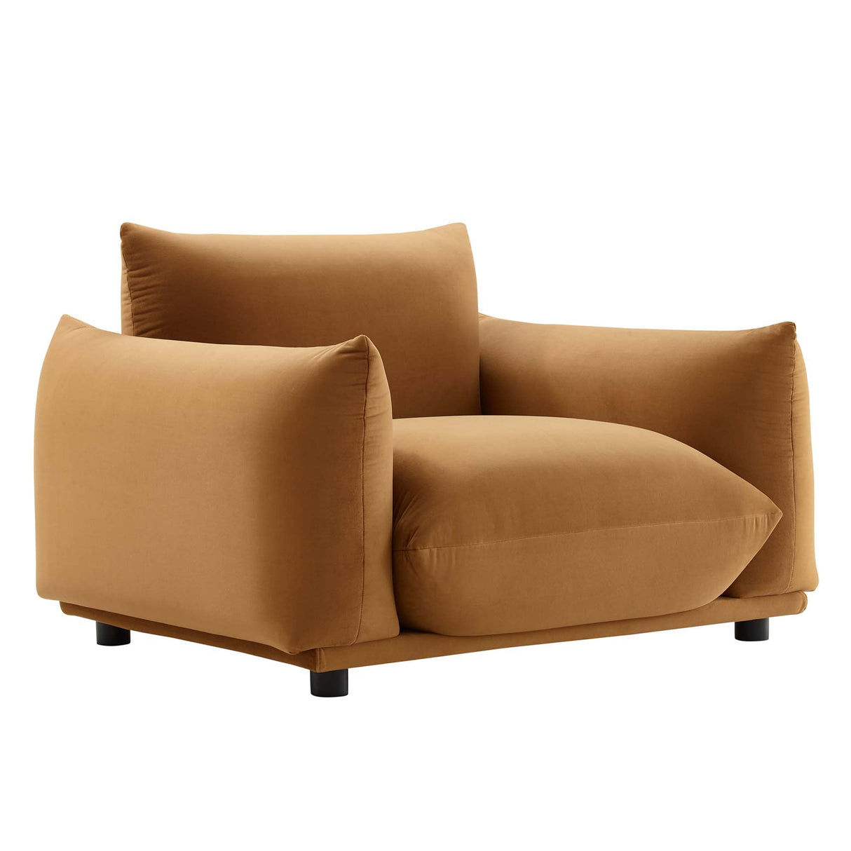 Copious Overstuffed Performance Velvet Armchair - Retro Glam & Stain-Resistant