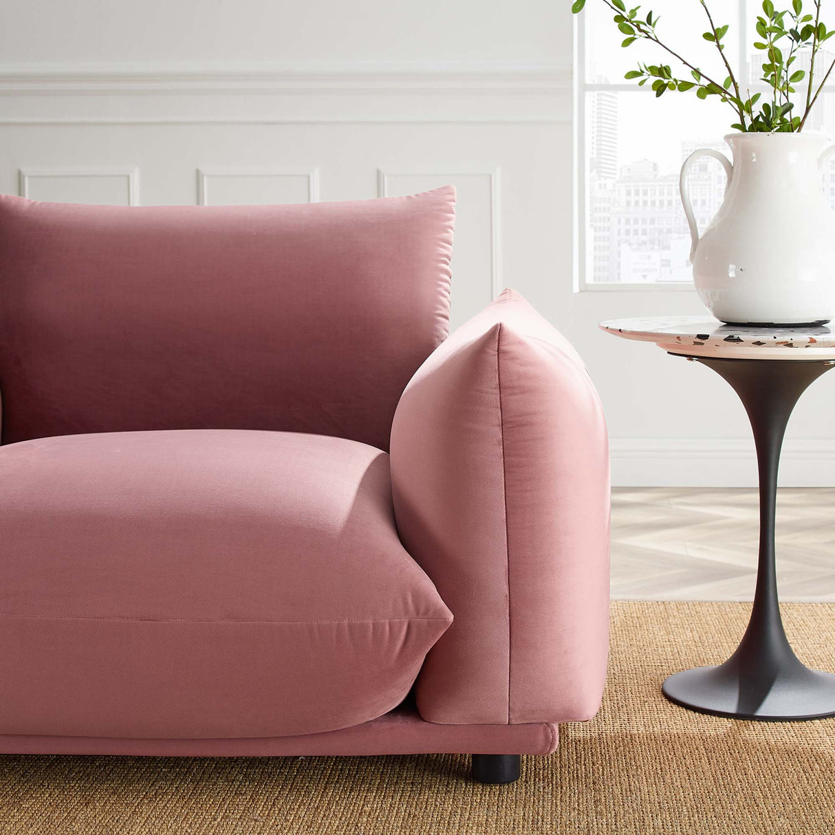 Copious Overstuffed Performance Velvet Armchair - Retro Glam & Stain-Resistant