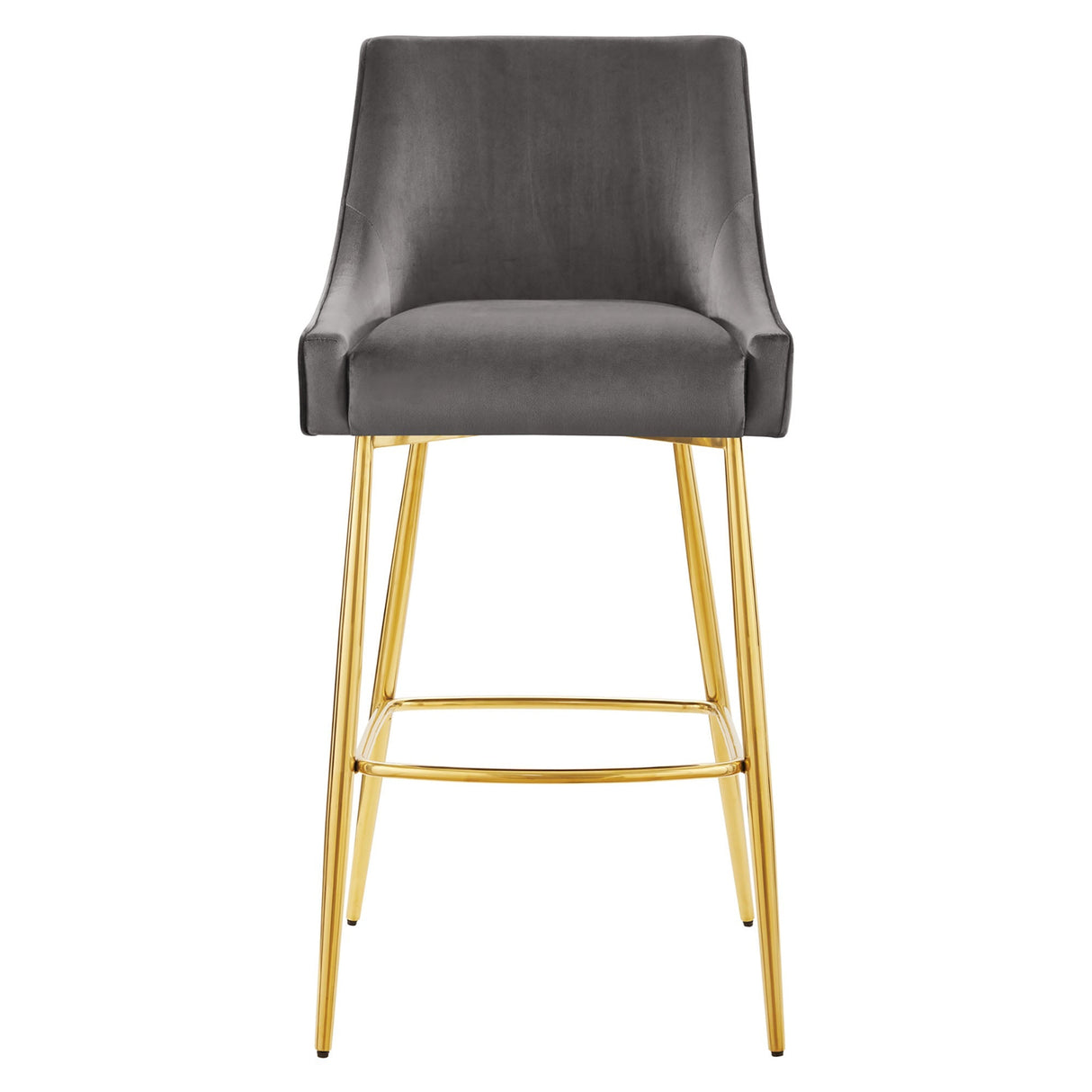 Discern Performance Velvet Bar Stool - Mid-Century Modern & Brushed Gold Accents