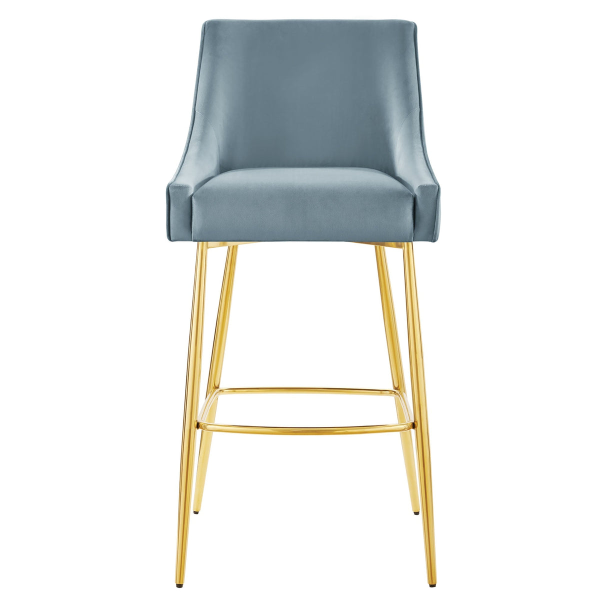 Discern Performance Velvet Bar Stool - Mid-Century Modern & Brushed Gold Accents