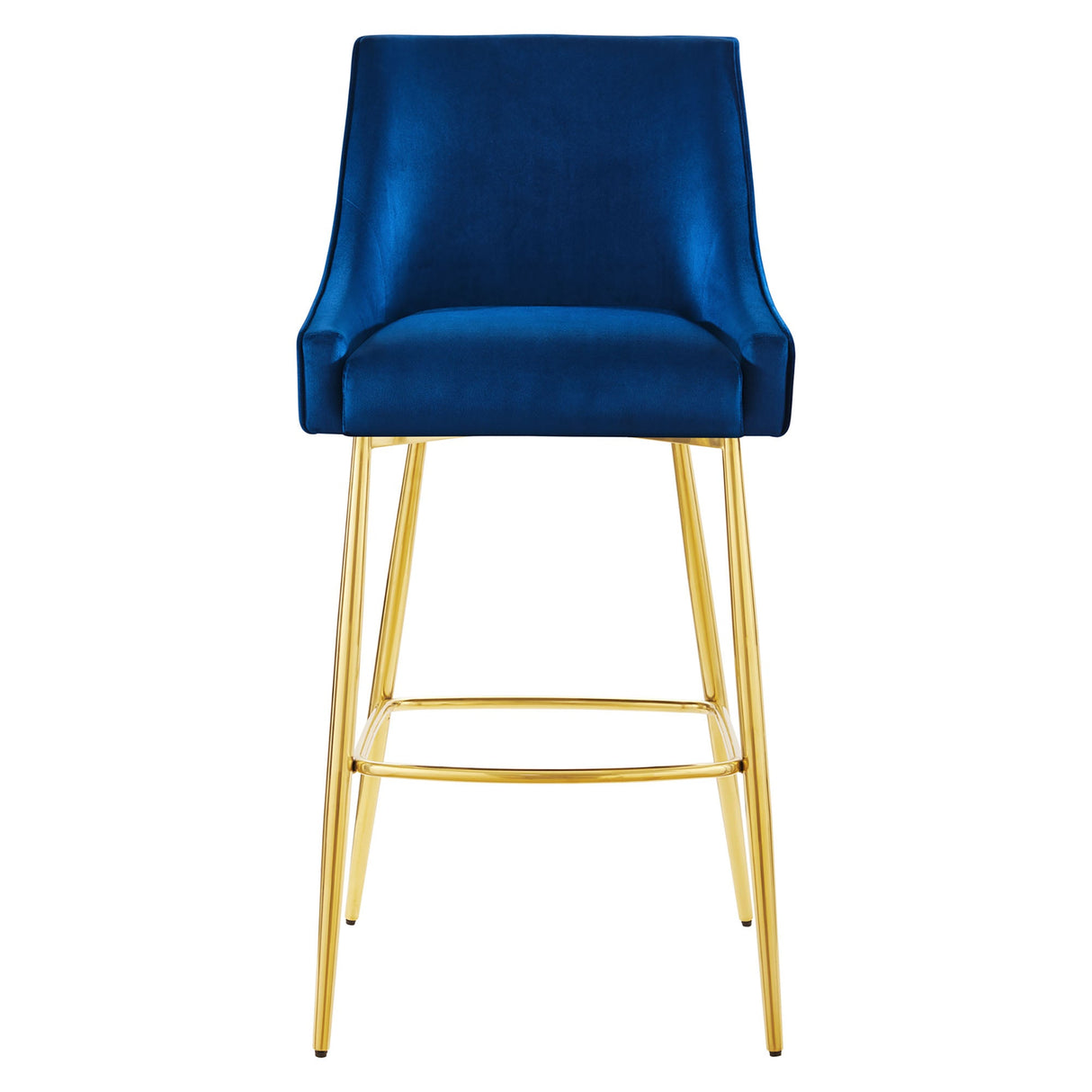 Discern Performance Velvet Bar Stool - Mid-Century Modern & Brushed Gold Accents