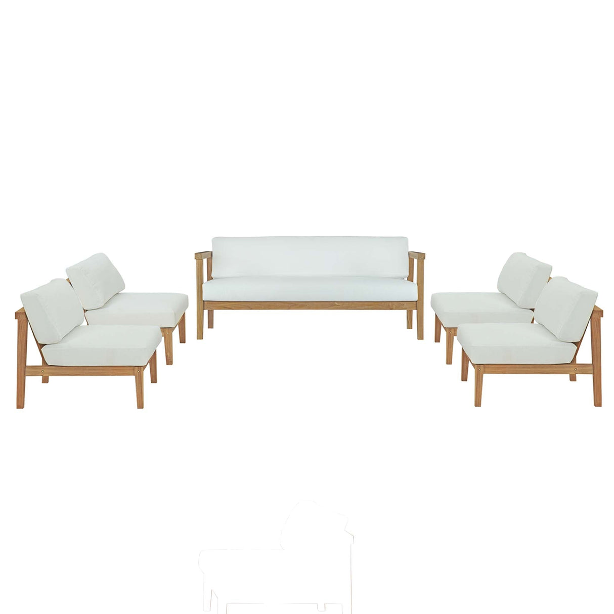 Bayport 5-Piece Outdoor Patio Teak Set - Modern Coastal & Weather-Resistant Solid Wood