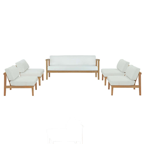 Bayport 5-Piece Outdoor Patio Teak Set - Modern Coastal & Weather-Resistant Solid Wood