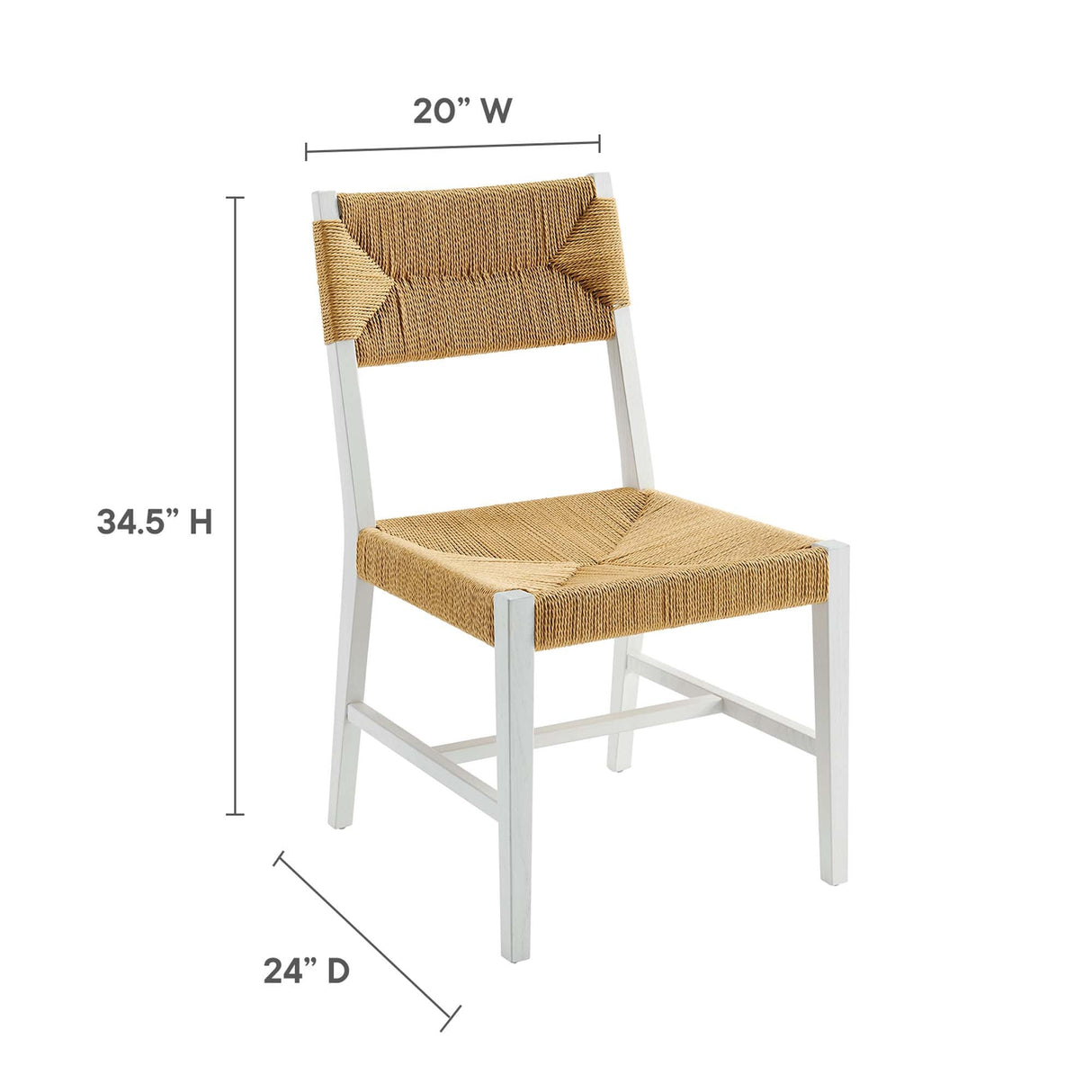 Bodie Wood Dining Chair - Coastal Modern & Woven Paper Rope Seat