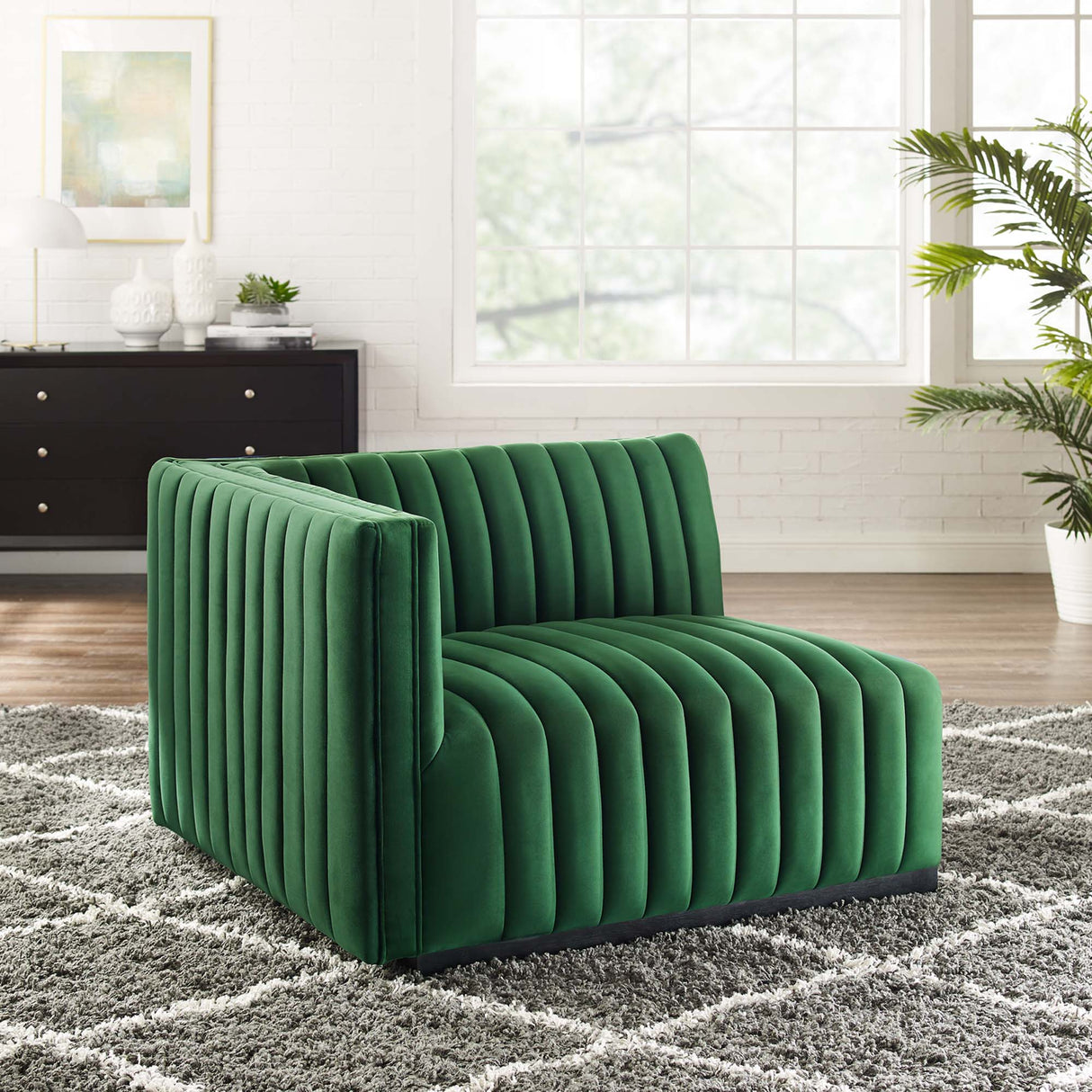 Conjure Channel Tufted Performance Velvet Left-Arm Chair - Modern Glam & Stain-Resistant