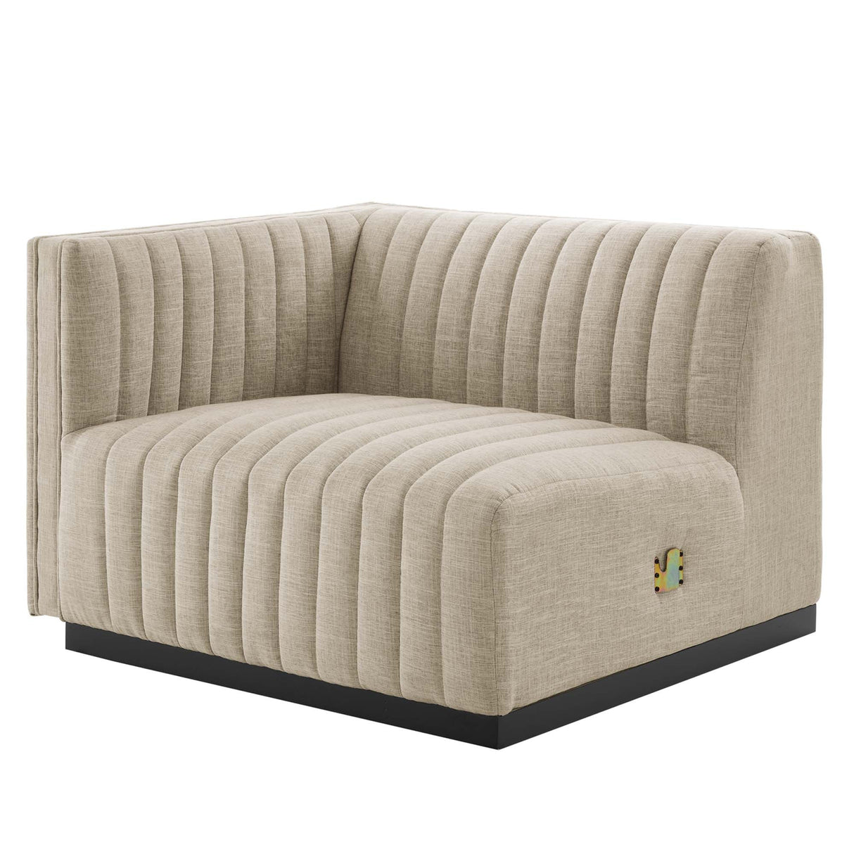Conjure Channel Tufted Upholstered Fabric Left-Arm Chair - Modern Glam & Modular Seating