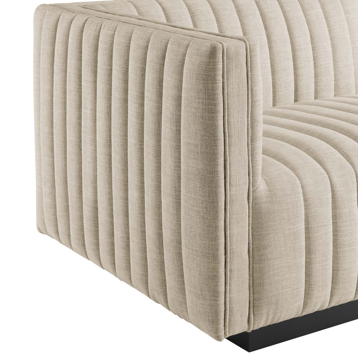 Conjure Channel Tufted Upholstered Fabric Left-Arm Chair - Modern Glam & Modular Seating