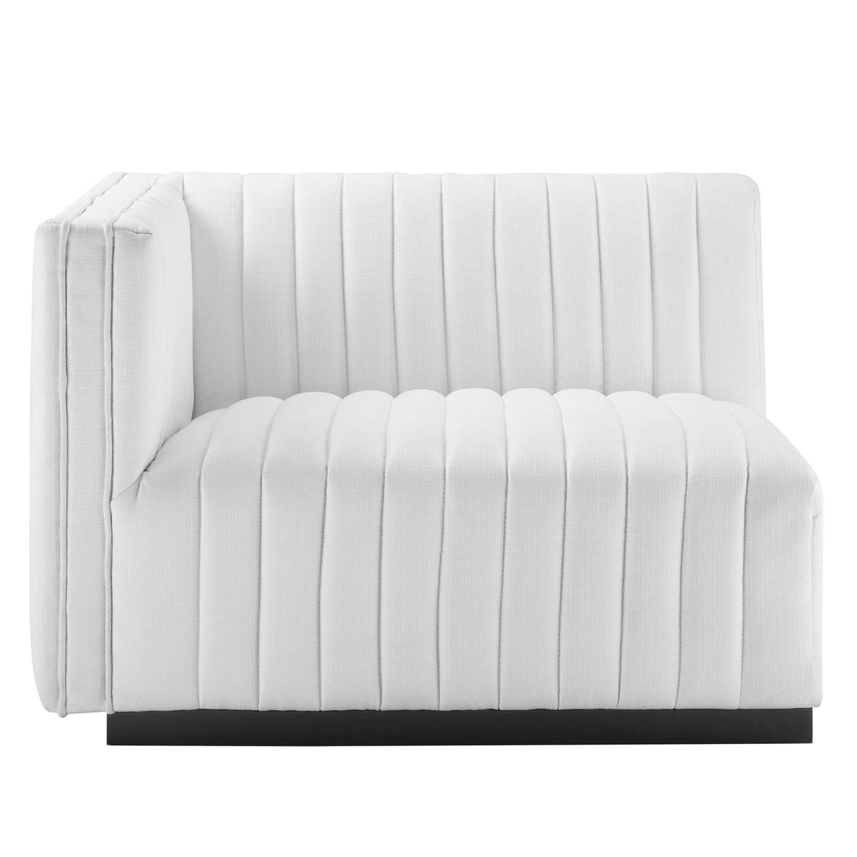 Conjure Channel Tufted Upholstered Fabric Left-Arm Chair - Modern Glam & Modular Seating