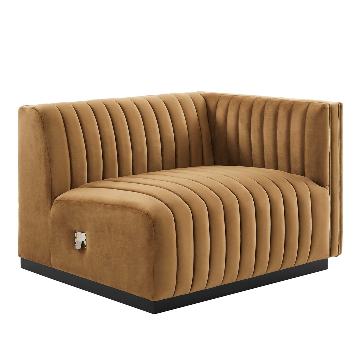 Conjure Channel Tufted Performance Velvet Right-Arm Chair - Modern Glam & Stain-Resistant