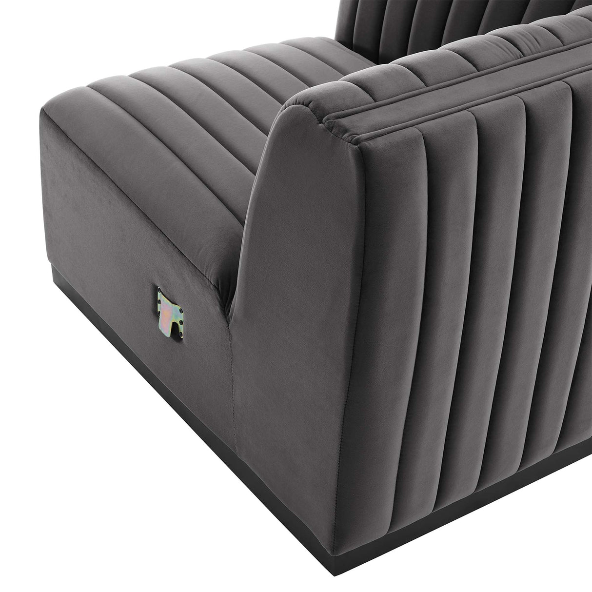 Conjure Channel Tufted Performance Velvet Left Corner Chair - Modern Glam & Stain-Resistant Modular Seating