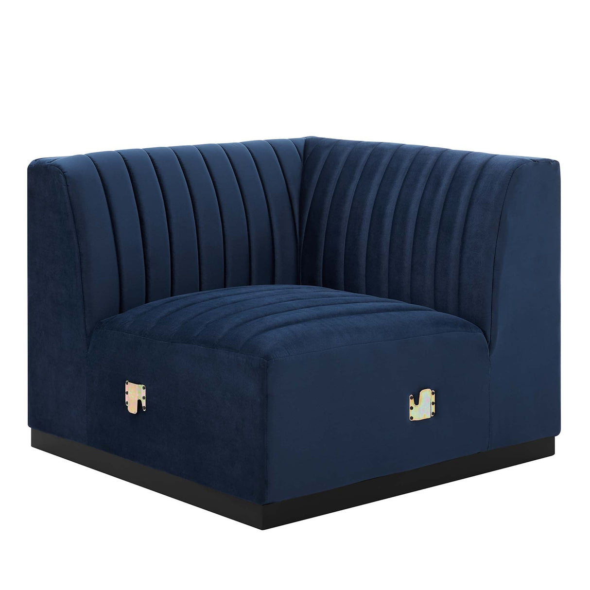 Conjure Channel Tufted Performance Velvet Left Corner Chair - Modern Glam & Stain-Resistant Modular Seating