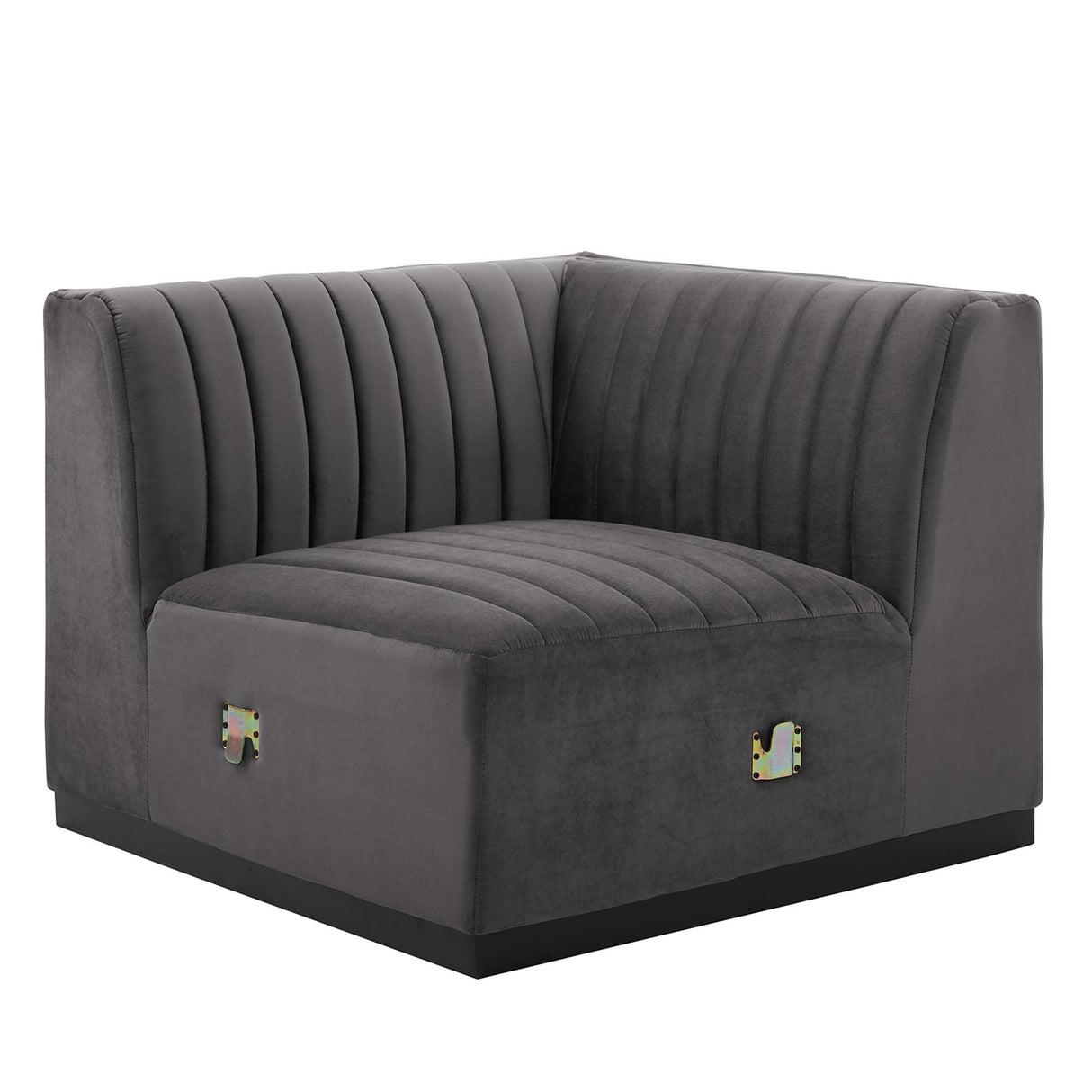 Conjure Channel Tufted Performance Velvet Right Corner Chair - Glam Deco & Modular Sectional Piece