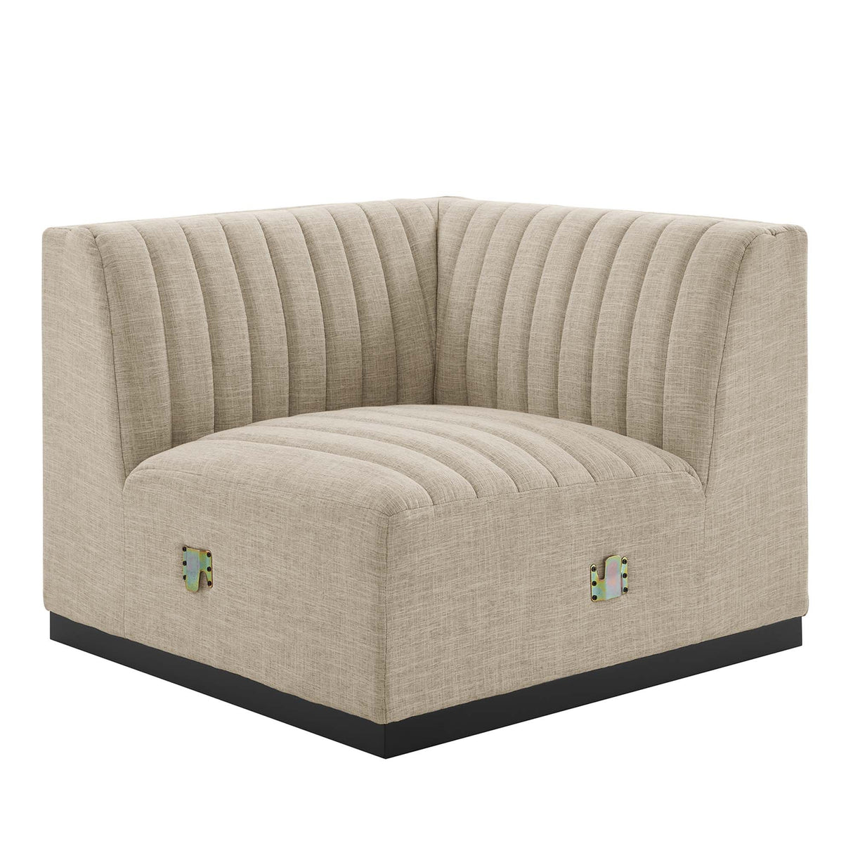 Conjure Channel Tufted Upholstered Fabric Right Corner Chair - Modern Glam & Modular Versatility