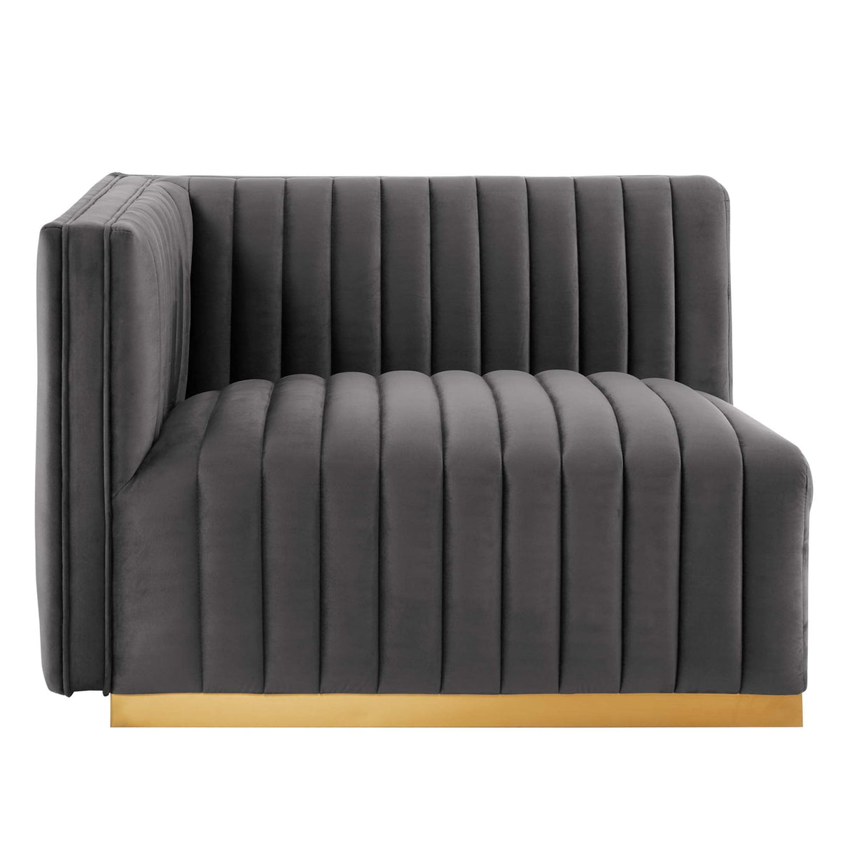 Conjure Channel Tufted Performance Velvet Left-Arm Chair - Glam Deco & Modular Seating