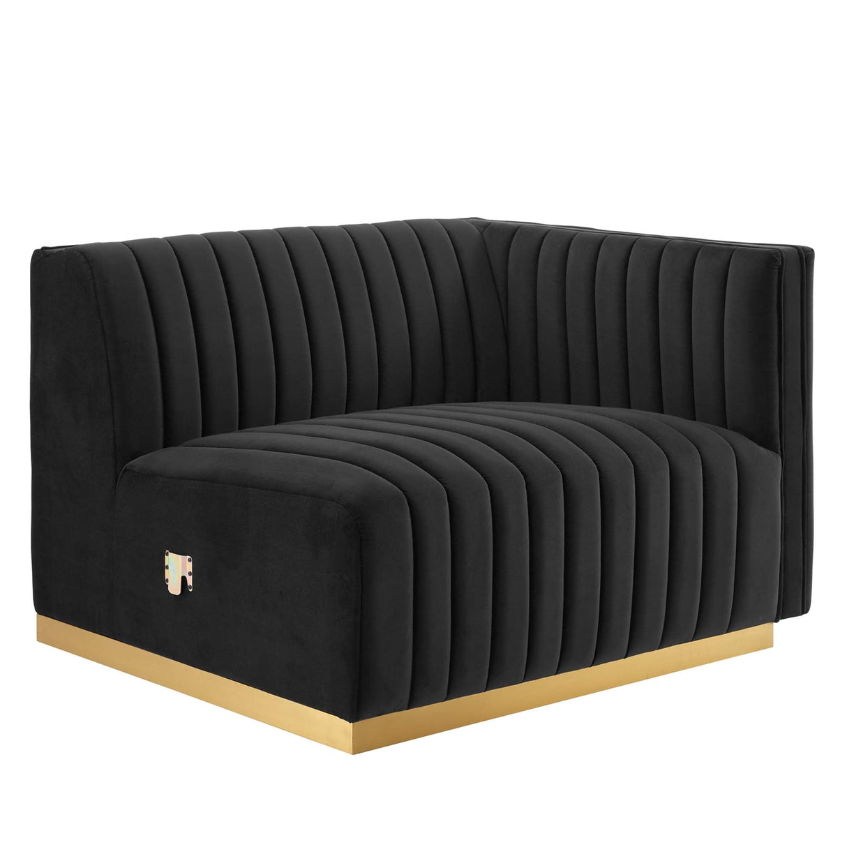 Conjure Channel Tufted Performance Velvet Right-Arm Chair - Modern Glam & Stain-Resistant Modular Seating