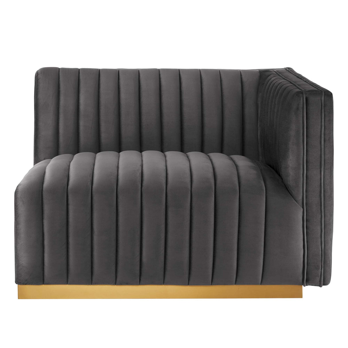 Conjure Channel Tufted Performance Velvet Right-Arm Chair - Modern Glam & Stain-Resistant Modular Seating