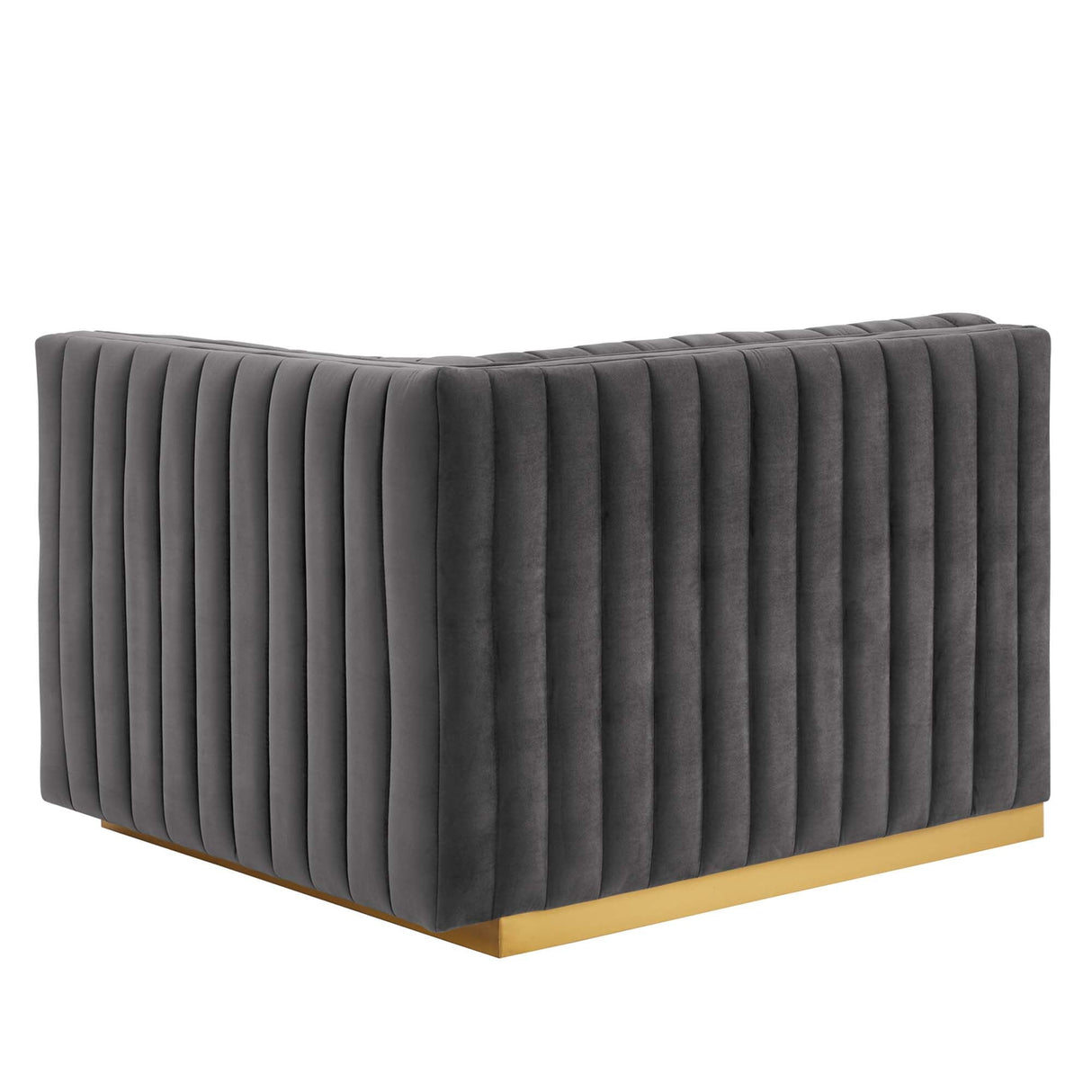 Conjure Channel Tufted Performance Velvet Right-Arm Chair - Modern Glam & Stain-Resistant Modular Seating