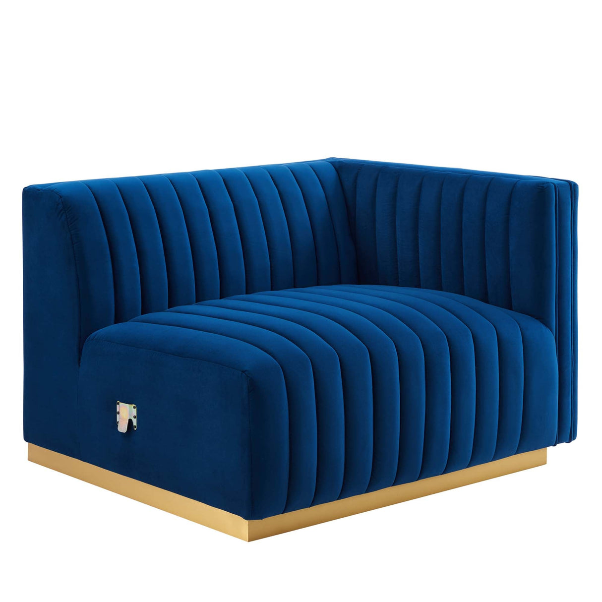 Conjure Channel Tufted Performance Velvet Right-Arm Chair - Modern Glam & Stain-Resistant Modular Seating