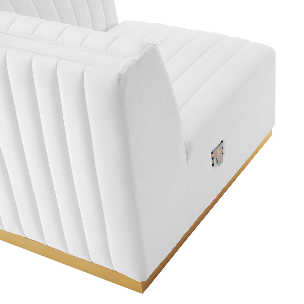 Conjure Channel Tufted Performance Velvet Right-Arm Chair - Modern Glam & Stain-Resistant Modular Seating