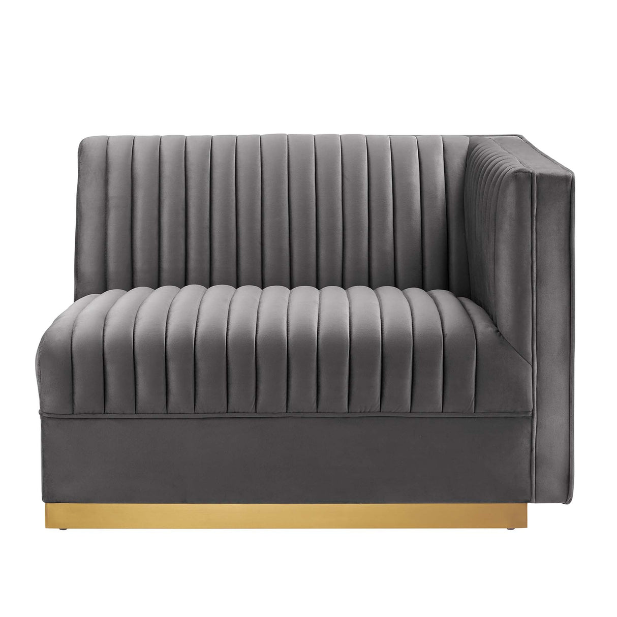 Sanguine Channel Tufted Performance Velvet Modular Sectional Sofa Right-Arm Chair - Retro Modern Glamour & Stain-Resistant Modular Seating