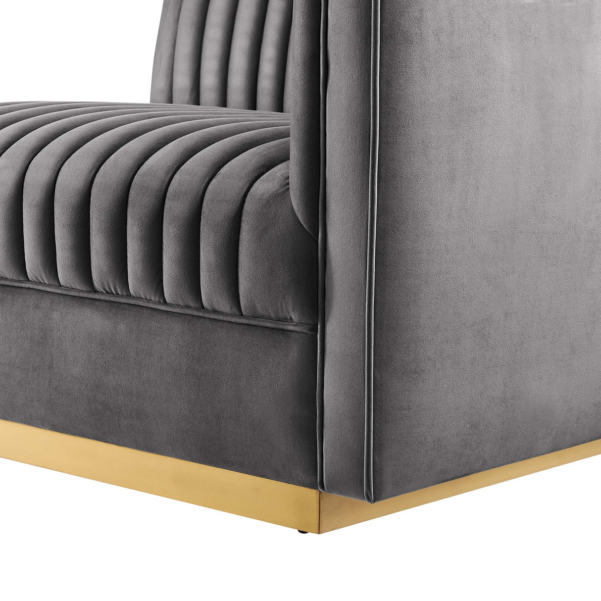 Sanguine Channel Tufted Performance Velvet Modular Sectional Sofa Right-Arm Chair - Retro Modern Glamour & Stain-Resistant Modular Seating