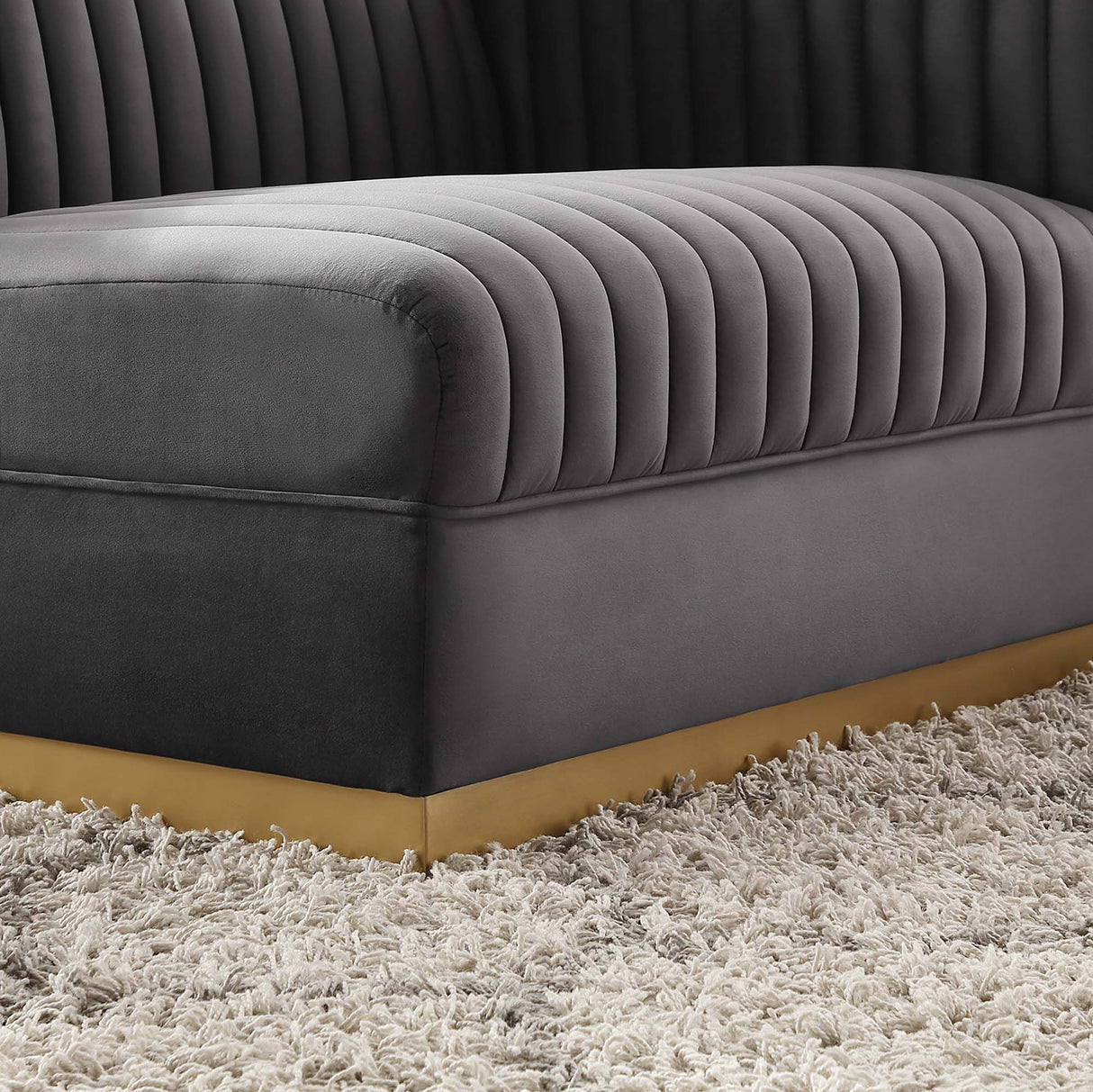 Sanguine Channel Tufted Performance Velvet Modular Sectional Sofa Right-Arm Chair - Retro Modern Glamour & Stain-Resistant Modular Seating