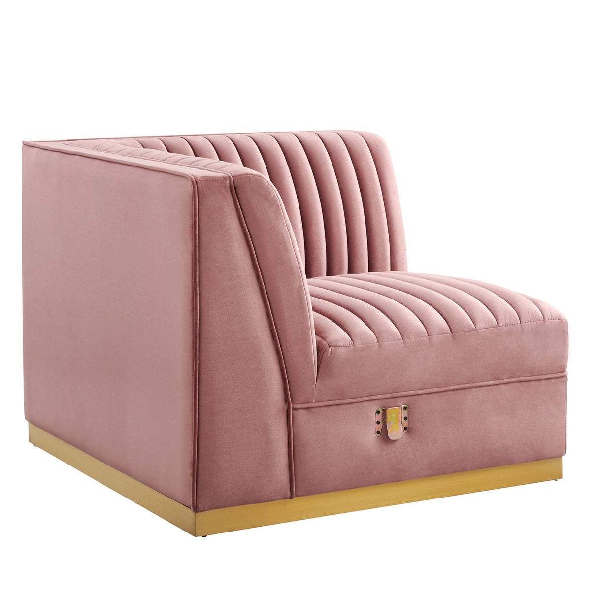 Sanguine Channel Tufted Performance Velvet Modular Sectional Left Corner Chair - Retro Glam & Stain-Resistant