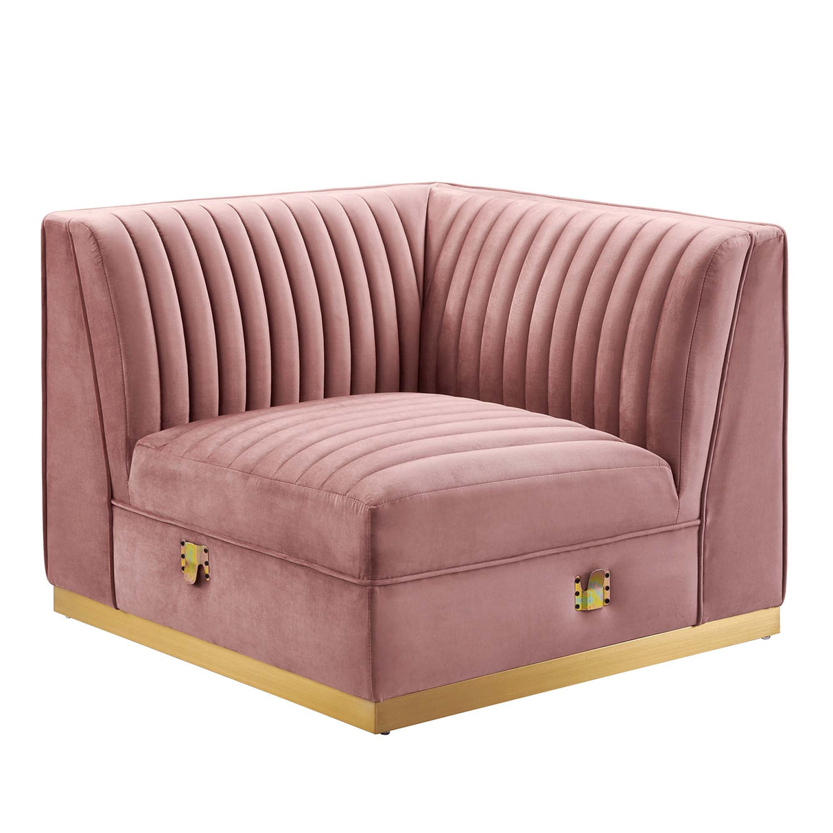 Sanguine Channel Tufted Performance Velvet Modular Sectional Left Corner Chair - Retro Glam & Stain-Resistant