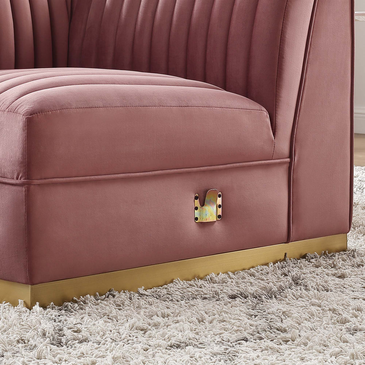 Sanguine Channel Tufted Performance Velvet Modular Sectional Left Corner Chair - Retro Glam & Stain-Resistant