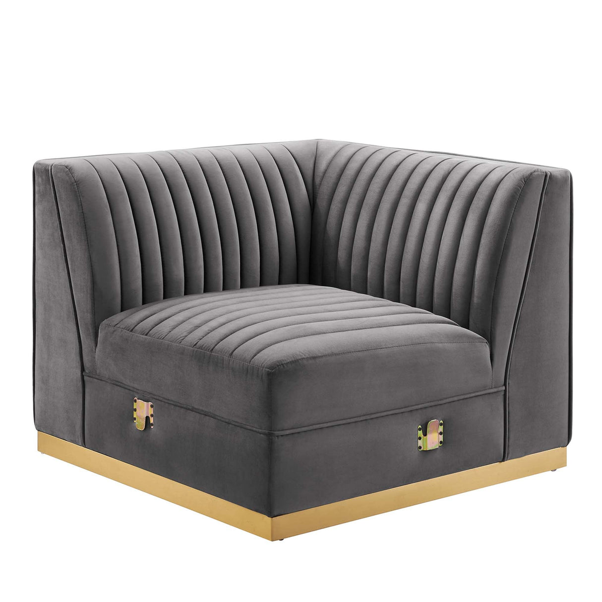 Sanguine Channel Tufted Performance Velvet Modular Sectional Left Corner Chair - Retro Glam & Stain-Resistant